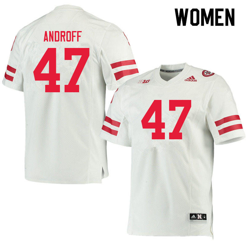 Women #47 Chase Androff Nebraska Cornhuskers College Football Jerseys Sale-White - Click Image to Close